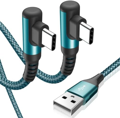 sweguard 10 FT Right Angle USB Type C Charger Cable – Durable Nylon Braided 2-Pack for i Phone 15/16 Pro Max & Samsung Galaxy Models – Enhanced Fast Charging & Tangle-Resistant Design for Ultimate Convenience and Performance