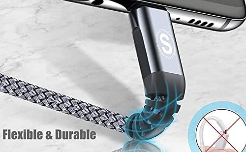 sweguard 3.1 A Fast Charging USB Type C Cable – 2 Pack 6.6 ft Nylon Braided Charger for Samsung Galaxy, LG, Moto, PS5 – Durable, Tangle-Free, High-Speed Data Sync – Ultimate Compatibility and Convenience in Pink