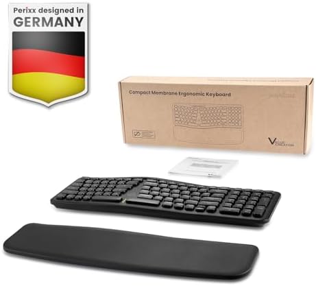 Revolutionize Your Typing with the Perixx PERIBOARD-636 B US Wireless Ergonomic Compact USB Keyboard – Silent Typing, Detachable Wrist Rest & Built-In Number Pad for Ultimate Comfort and Efficiency – Perfect for Home and Office Use