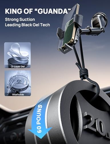 Ultimate Adjustable Windshield Phone Mount for Cars – Military-Grade Suction Cup Holder with Vent Hook, 360° Rotatable Design, Non-Slip Silicone Carbon Fiber for All Smartphone Models – Enhance Your Driving Safety & Hands-Free Convenience