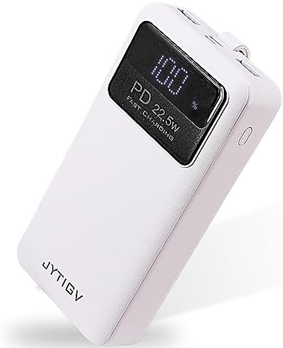 High-Capacity 20,000 m Ah Portable Charger with 22.5 W PD Fast Charging, LED Display, and Flashlight – USB-C Compatible Power Bank for i Phone, i Pad, Samsung, LG, and Android Devices – Ultimate On-the-Go Charging Solution in Sleek White Design