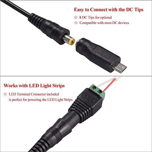 Versatile Universal AC DC Power Adapter Charger for LED Strips & CCTV – Adjustable 5 V to 12 V, 30 W Output, 5 FT Cord for Maximum Device Compatibility and Performance Enhancement