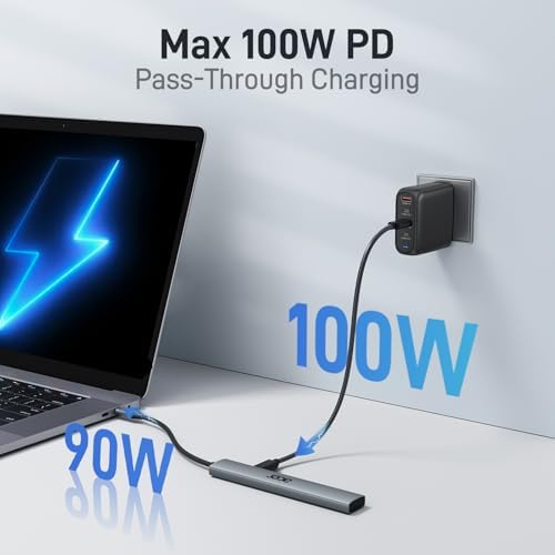 Acer 5-in-1 USB C Hub: Ultimate Multiport Adapter with 4 K HDMI Output, 100 W Power Delivery, and 3 USB-A Ports for Mac Book, i Pad Air, and i Phone 15/16 Pro – Unleash Seamless Connectivity and Fast Charging for All Your Devices!