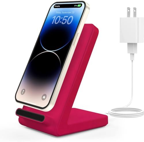 Joy Geek Fast Wireless Charging Stand for i Phone 15/14/13/12 & Samsung Galaxy S23/S22/S21 – Universal Compatibility, Sleek Design, and Enhanced Safety Features – Includes Adapter for Optimal Charging Speed and Case-Friendly Use