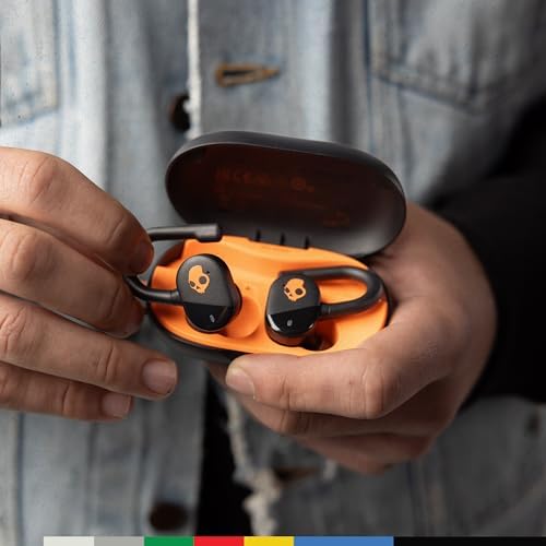 Skullcandy Push Play Active Wireless Earbuds – Premium Bluetooth Headphones with Advanced Noise Isolation, 34-Hour Battery Life, Ultra-Secure Over-Ear Fit, Sweat & Water Resistant, Integrated Microphone for Seamless i Phone & Android Use – Trendy Preppy Blue for Dynamic Lifestyles