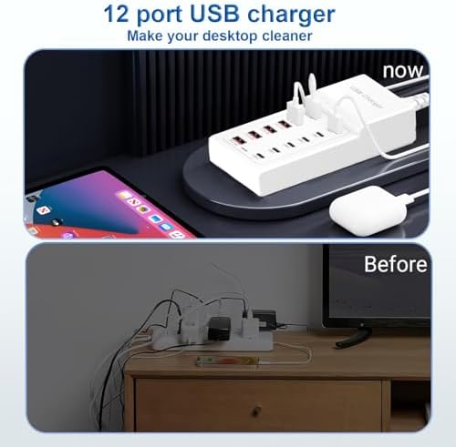 50 W High-Speed USB Charging Station with 12 Type-C Ports – Ultimate Multi-Device Power Hub for i Phone 13/14/15/16, Tablets, Smartwatches, and More – Fast, Efficient, and Safe Charging Solution for Home, Office, and Travel