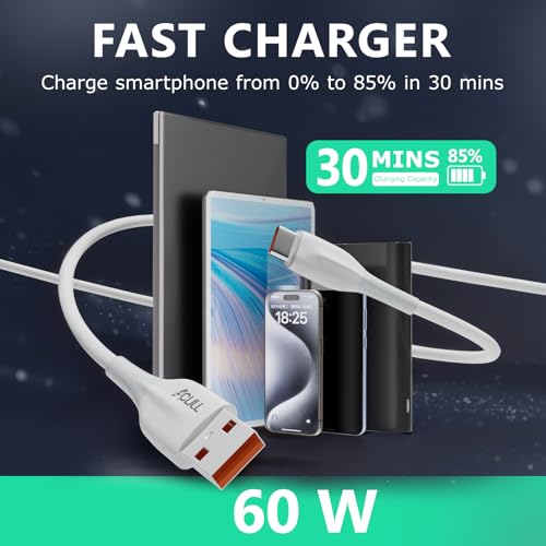 Versatile 4 in 1 Spring Charging Cable – 65 W Fast USB to USB-C Solution for Smartphones and Laptops, Tangle-Free Liquid Silicone Coiled Design in Bright Yellow, Ideal for Home and Travel Charging Needs