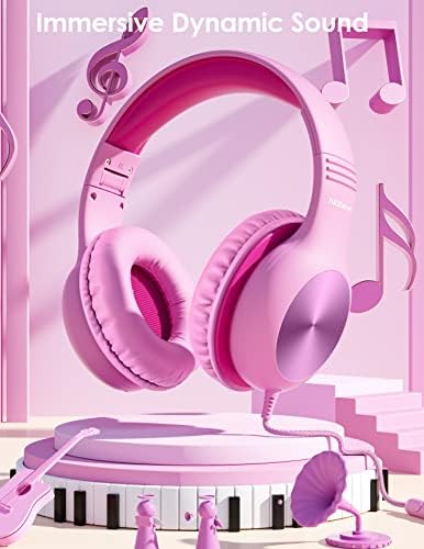 Premium Kids Over-Ear Headphones with Built-In Microphone – Safe Volume Control, Lightweight Dark Green Design for Online Learning & Travel, HD Sound Quality, Collaborative Audio Sharing Feature for Enhanced Learning Experiences