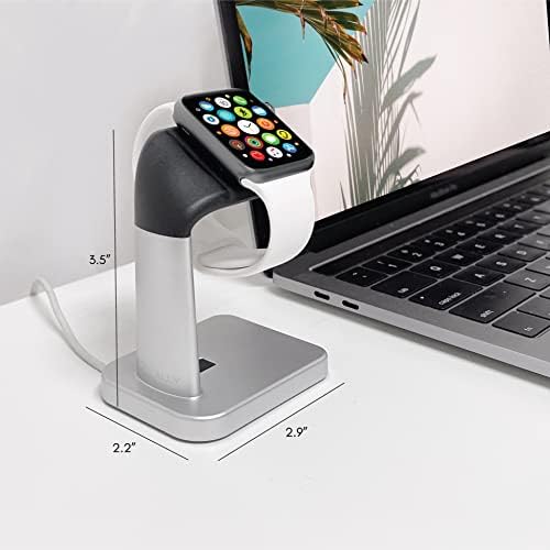 Macally Premium Apple Watch Charger Dock – Universal Stand for Series Ultra, 1-9, SE (38 mm, 40 mm, 42 mm, 44 mm) – Fast Charging Station with Sleek Black Design – Ideal Nightstand Accessory for Notifications and Style