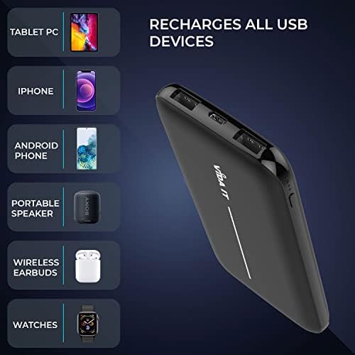 Ultra-Slim 10,000 m Ah Portable Power Bank for Heated Clothing – Fast Charging Battery Pack for Heated Vests, Hoodies, and Throws – Compatible with i Phone, Samsung, USB-C Devices – Essential Travel Charger for Warmth and Connectivity