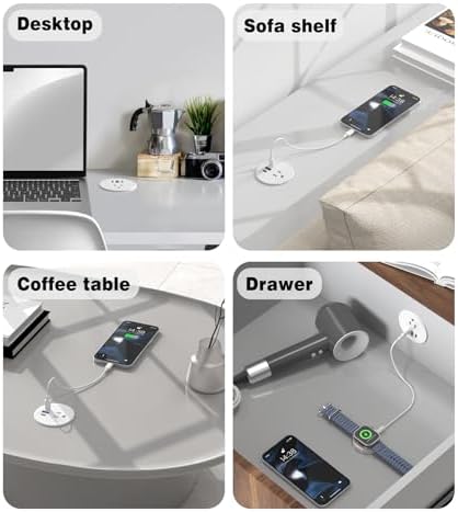 Upgrade Your Workspace with 2-Pack Desk Grommet Power Outlet – 2.5-Inch Recessed Power Solution Featuring 20 W Fast Charging USB-C Port for Effortless Device Connectivity in Conference Rooms and Office Furniture – ETL Listed for Optimal Safety and Performance