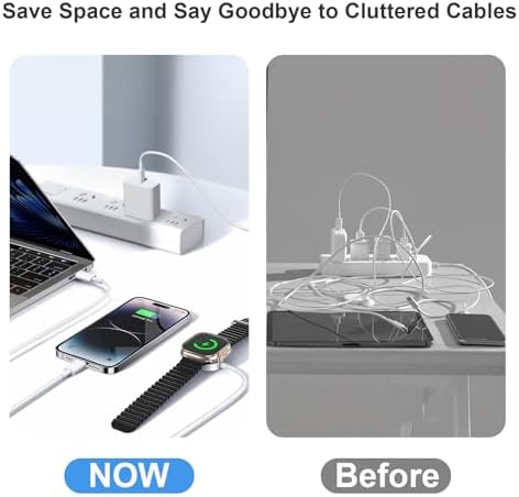 Revolutionary 3-in-1 Magnetic Charging Cable: MFi Certified Fast Charger for Apple Watch, i Phone, and Galaxy Devices – 12 W Power Delivery with 4 FT Flexibility for Seamless Charging – Perfect for Apple Watch Series Ultra, SE, 4-9, i Phone 16/15/14, Galaxy S23 – Effortless Charging Experience for Tech Savvy Users on the Move