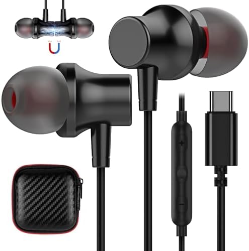 COOYA USB C Headphones – Premium Wired Earbuds with Enhanced Bass Stereo Sound & Noise-Canceling Technology for i Phone 16 Plus, Samsung S25 Ultra, Pixel 9, and More – Magnetic Design for Easy Storage, Ergonomic Comfort, and Crystal-Clear Calls – Perfect for Music, Gaming, and Professional Use