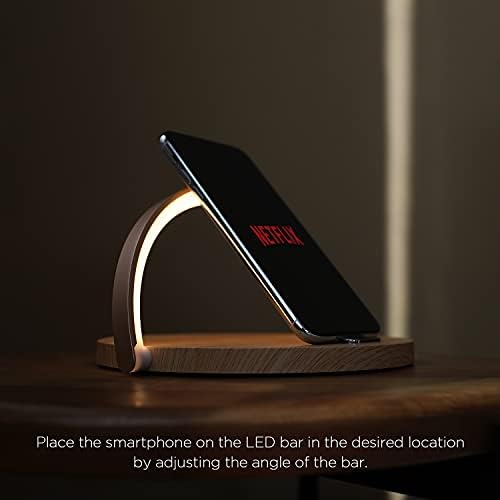 Transform Your Space with the mooas Premium Wireless Charging Nightlight – 15 W Fast Charger for i Phone 15/14 Pro & Galaxy S24/S23/S22 – Touch Control with Adjustable Brightness Levels for Ambiance & Functionality – Elegant Wood Design for Modern Decor