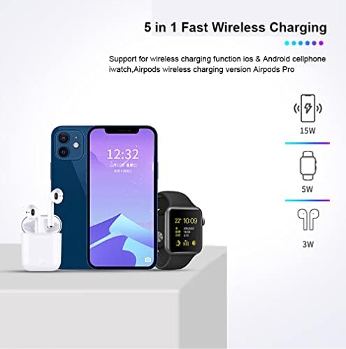 Maximize Your Charging Efficiency with the 5-in-1 Magnetic Wireless Charging Hub – High-Speed 15 W Mag-Safe Dock for i Phone 15/14/13/12, Apple Watch Series 7/SE/6/5/4/3/2, and Air Pods 3/2/Pro – The Ultimate All-in-One Charging Solution for Seamless Device Management and Clutter-Free Workspace