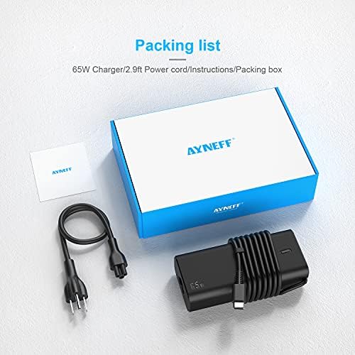 High-Performance 65 W USB-C Power Adapter for Dell, Lenovo, HP & Mac Book – Fast Charging with Superior Safety Features and Space-Saving Design – Ideal for Chromebook, XPS, Yoga & More – Includes 3.3 ft AC Cord and User Manual – Ultimate Compatibility for All USB-C Laptops