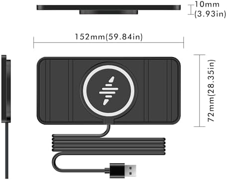 LANSEMKU 15 W Fast Wireless Car Charger Pad – Custom Fit Qi Charging Station for i Phone 12-16 & Samsung S22/S23 – Trim-to-Fit Design for Effortless Vehicle Integration, No Interior Damage, 30 cm Cable for Optimal Placement – Elevate Your Drive with Seamless Power Delivery