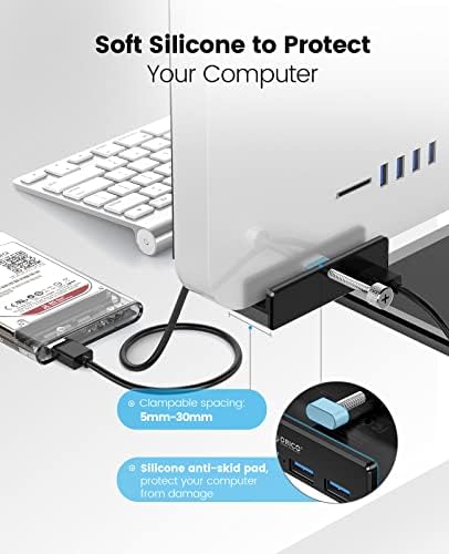 Discover the ORICO Aluminum 4-Port USB 3.0 Hub – Your Essential Desktop Connectivity Solution for Seamless Data Transfer and Enhanced Organization. Featuring a stylish clamp design, this USB splitter effortlessly attaches to your monitor or desk, optimizing your workspace without sacrificing aesthetics. With four high-speed USB 3.0 ports delivering data transfer rates up to 5 Gbps, you can connect multiple devices like external drives and keyboards with ease. The durable aluminum construction not only provides exceptional heat dissipation but also adds a touch of modern elegance to your setup. Included is a generous 4.92 FT USB data cable for increased flexibility and reach. Lightweight and compact, this hub is perfect for both home and office use, ensuring you stay connected wherever you go. Experience superior performance and reliability with the ORICO USB Hub – the perfect blend of functionality and style for tech-savvy professionals. Note: This model does not include a power adapter, making it an ultra-portable accessory for your digital life.