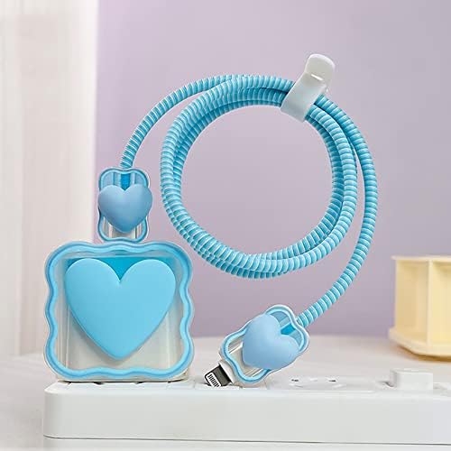 Charming Kawaii Waves DIY Cable Protector for i Phone Chargers – 3 D Love Heart Design, Durable Data Cable Saver for i Phone 11, 12, 13, 14, Pro Max, XS, XR, X, 7, 8 Plus – Lightweight & Easy to Install for Enhanced Charging Experience – Perfect i Phone Charger Accessory to Prevent Fraying and Damage