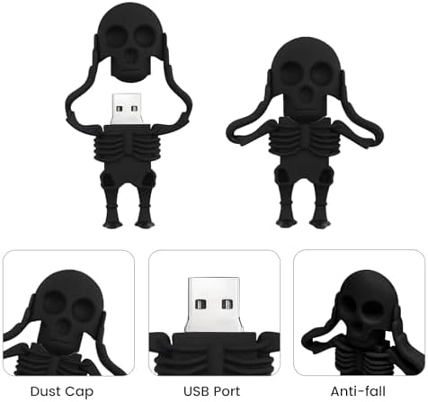 Skull Shaped 64 GB USB Flash Drive – Unique Personality Memory Stick for Stylish Data Storage | Borlter Clamp Cool USB 2.0 Thumb Drive Perfect for Gifts & Everyday Use | Durable, Portable & Compatible with All Devices