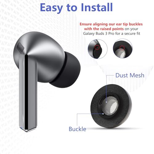 Premium Memory Foam Earbud Tips for Samsung Galaxy Buds3 Pro – Unmatched Comfort & Secure Fit – High-Performance Replacement Tips for Superior Sound Isolation – Medium Size – Perfectly Engineered for Galaxy Buds 3 Pro Users
