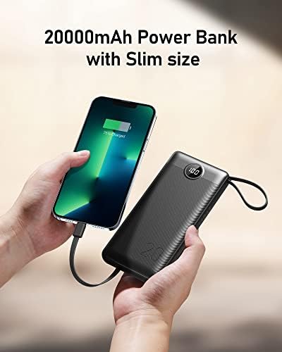 VEEKTOMX 10,000 m Ah Portable Power Bank with Integrated Charging Cables – Slim, Lightweight Fast Charger for i Phone, Samsung, and Android Devices – Essential Travel Companion with Intelligent Charging Technology for On-the-Go Convenience