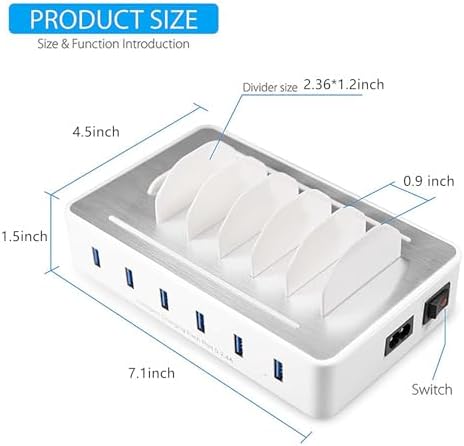 Ultimate 100 W USB C Multi-Device Charging Station: Fast Charge 4 PD & 2 USB Ports for Apple i Phone, i Pad, Android Phones & Tablets | Compact Desktop Organizer with Advanced Safety Features for Home & Office Use