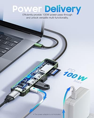 Unlock Seamless Connectivity with the Hiearcool 7-in-1 USB C Hub Adapter – High-Speed USB 3.0, 4 K HDMI Output, and 100 W Power Delivery for Mac Book Pro and Type C Devices – Your Ultimate Multi-Port Solution for Enhanced Productivity and Effortless Data Transfer
