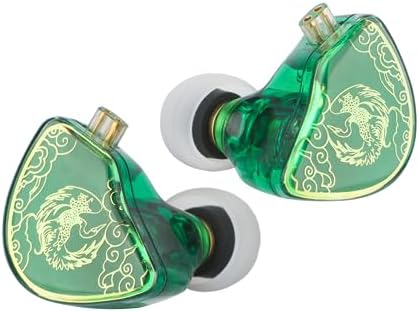 Linsoul TANGZU Wan’er S.G Audiophile In-Ear Earphones – 10 mm Dynamic Driver with PET Diaphragm for Superior Sound Quality, Ergonomic Design for Ultimate Comfort, Detachable 2-Pin OFC Braided Cable, Built-in Mic for Convenient Calls – Stylish Green Finish Perfect for Musicians and DJs