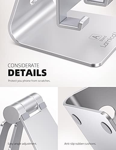 Lamicall Ergonomic Adjustable Smartphone Stand – Versatile Hands-Free Dock for i Phone 16, 15, 14, Plus, Pro Max, 13, 12, X, XS & All Android Phones (4-8″) – Sleek Black Finish with Anti-Slip Grip for Enhanced Efficiency and Comfort at Home or Office – Optimize Your Workspace with Customizable Viewing Angles and Superior Stability