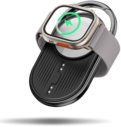 Effortless Power on the Go: Yo Few Wireless Magnetic Portable Charger for Apple Watch – 1200 m Ah Travel Keychain Power Bank Compatible with Series 9/8/7/6/5/4/3/2/SE/Ultra – Fast Charging Convenience in Compact Design