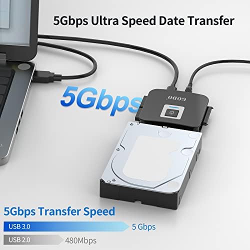 GODO USB 3.0 Vertical Hard Drive Enclosure for 3.5 Inch SATA HDD/SSD – Premium Aluminum Dock with UASP Technology, Supports Up to 18 TB Storage, Space-Saving Design, Power Adapter Included for Enhanced Performance and Compatibility