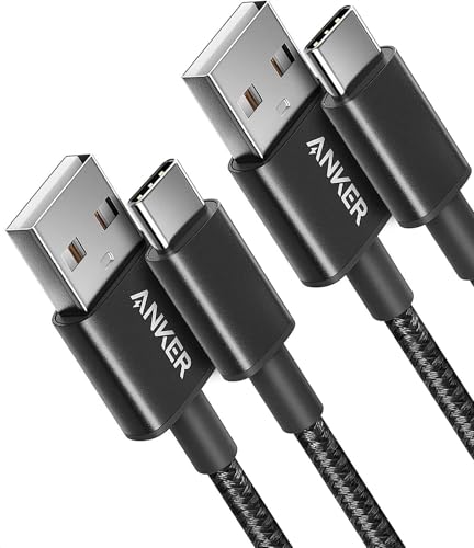 Anker 10 FT USB A to USB C Charging Cable – Durable 2 Pack for Samsung Galaxy S10, LG V30 & Beats Fit Pro – Fast Charging, Tangle-Free Design for Ultimate Flexibility & Universal Device Compatibility