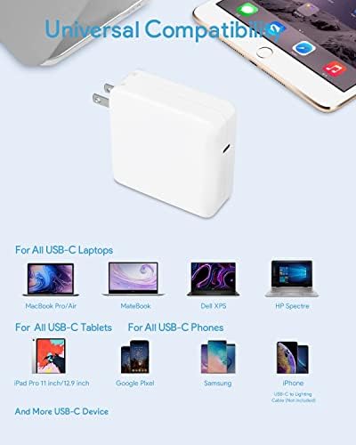 High-Speed 67 W USB-C Charger for Mac Book Pro & Air – Compatible with 13/14 Inch Models, Includes 6.6 ft USB-C Cable for Rapid Charging and Data Transfer – Versatile Power Adapter for 12 Inch Mac Book and All USB-C Devices – Enhanced Safety Features & Smart Charging Technology for Optimal Performance