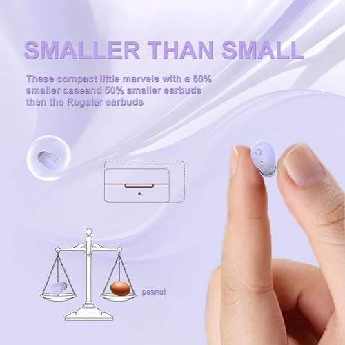 Compact Wireless Bluetooth Earbuds for Small Ears – Ideal for Side Sleepers with Weightless Comfort and Chic Purple Design – Effortless Connectivity for Exceptional Sound Quality and Discreet Listening Experience