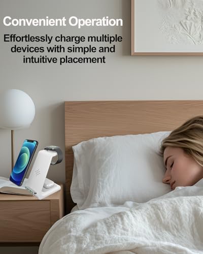 Versatile 3-in-1 Qi Wireless Charging Station for Apple Devices – Stylish Fast Charging Dock for i Phone 16/15/14/13/12/11/X/8, Apple Watch Ultra/9/8/7/6/SE/5/4/3/2, and Air Pods Pro – Sleek Compact Design with Anti-Slip Technology and LED Status Indicator – Ideal Tech Gift for Gadget Enthusiasts