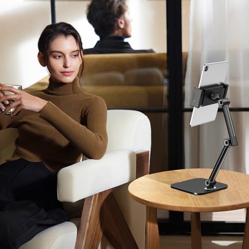 Heavy-Duty Multi-Angle Tablet Stand for i Pad & Phones – Adjustable Foldable Holder for 4.7-12.9 inch Devices, Perfect for Ergonomic Comfort and Stability in Home or Office – Sleek Black Finish for Modern Workspaces