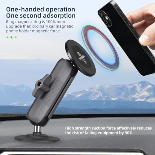 FANAUE SC-03 T9 Magnetic Car Mount for RAM B Size Ball Head – Ultimate Smartphone Dashboard & Windshield Holder for 4.7-7.5 Inch Devices – Unmatched Stability, 360-Degree Flexibility, and Instant Access for Enhanced Driving Safety