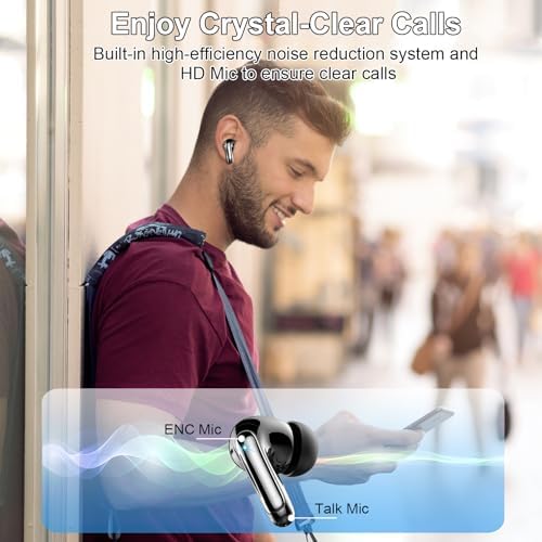 Advanced Bluetooth 5.3 Wireless Earbuds: 48-Hour Playtime, IP7 Waterproof, & Quad ENC Microphones for Crystal Clear Calls | Noise Cancelling In-Ear Headphones with LED Charging Case | Ultimate Sound Experience for Android & i OS | Ergonomic Design for Active Lifestyles