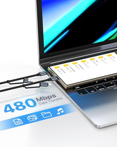 SOOPII 100 W 6.6 FT 4-in-1 Multi-USB C Charging Cable – Fast Charging Solution with USB-C, USB-A, and Lightning Connectors – Durable Nylon Braided Design for Phones, Tablets, and Laptops – Ultimate Versatility for Home and Travel