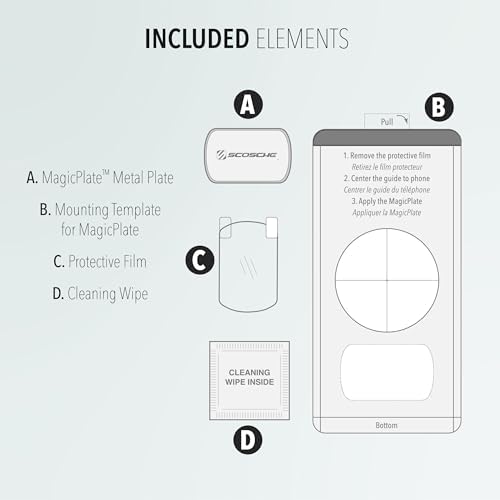 Scosche MPQ5 RKi-BP0 Magic Plate Replacement for Enhanced Compatibility with Scosche Magic Mount Systems – Ideal for Non-Magnetic & Charge Mounts, Optimized for Quick Installation and Device Security
