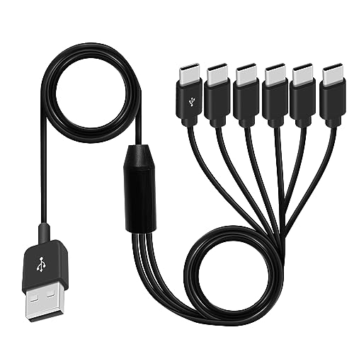 Poyiccot 6-in-1 USB A to USB C Splitter Cable – Multi-Device Charging & Data Sync Cord, 5 ft Length for Enhanced Performance with USB Type-C Phones and Tablets – Fast, Reliable, and Versatile USB 2.0 Accessory for Home, Office, and Travel