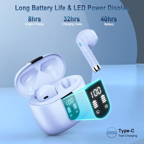 Ultimate Freedom: 2024 Bluetooth V5.4 Noise Cancelling Wireless Earbuds with IP7 Waterproofing, 40-Hour Battery Life, Dual LED Display, and Enhanced Call Clarity for Android/i OS – Chic Green Design for Active Lifestyle