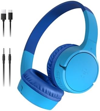 Belkin Sound Form Mini Kids Wireless Bluetooth Headphones – Safe 85 d B Volume Control, 30-Hour Playtime, Built-In Microphone – Lightweight On-Ear Style for i Phone, i Pad, Fire Tablet & More – Ideal for Learning, Entertainment & Safe Listening