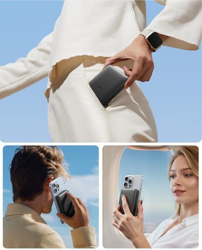 Ultra-Compact ESR Mag Safe Power Bank – 5,000 m Ah Fast Charging Battery Pack with Qi2 Certification – Slim 0.55 in Design for i Phone 16/15/14/13/12 – 15 W Wireless & 20 W USB-C Charger with Cable – Essential Travel Accessory for On-the-Go Power