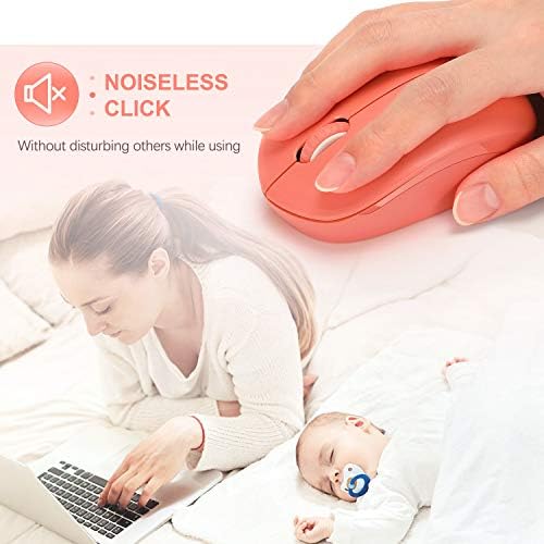 Light Blue Wireless Mouse – Ultra-Quiet 2.4 GHz Noiseless Computer Mouse with USB Receiver for Seamless Windows Experience – Portable, Ergonomic Design for Home, Office, or Travel