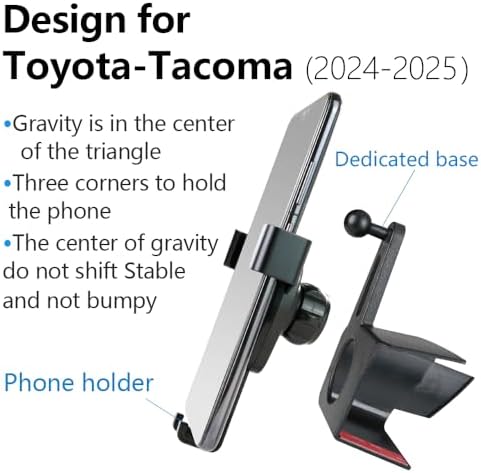 Secure Mobile Phone Mount for 2024-2025 Toyota Tacoma – Custom Fit for Limited, TRD Pro & Trailhunter Models | 14-Inch Screen Compatible Dash Holder | Effortless Installation & Enhanced Driving Safety | Sleek Design for Modern Interiors | Premium Quality Car Accessory