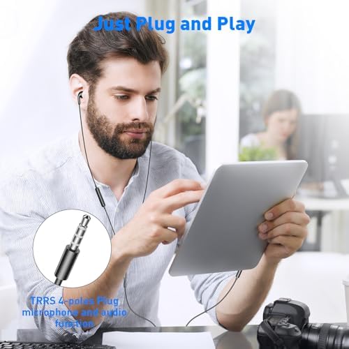Ultra-Lightweight Wired Earbuds with Built-In Microphone and Volume Control – Premium Sound Quality In-Ear Headphones for Mac, i Phone, Android, and Gaming – Perfect Noise Isolation for Students and Music Enthusiasts