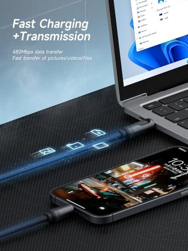 Hagibis 240 W USB C Fast Charging Cable with LED Display – 6.6 Feet Durable Silicone for i Phone 16/15 Pro Max, i Pad, Mac Book Pro – Ultra-Fast 480 Mbps Data Transfer, Flexible Tangle-Free Design for Maximum Performance and Connectivity
