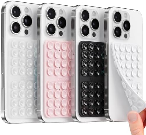Klearlook 4-Pack Silicone Suction Cup Phone Mount – Creative Hands-Free Phone Grip for Stunning Selfies & Videos in Clear, Light Pink, Hot Pink, and Lavender – Innovative Double-Sided Suction Technology for Wide Compatibility – Premium Durable Design for Effortless Content Creation and Easy Maintenance
